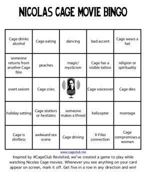 Nicolas Cage Movie Bingo